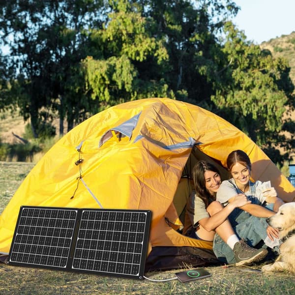 Foldbart solpanel med USB-oplader 1x USB-C, 1x USB-A 30W