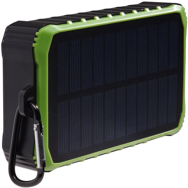 PowerBank 10 000 mAh Solcelle Sveiv Svart/Grønn
