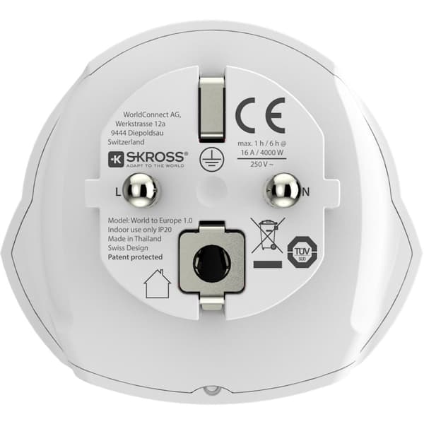 Reiseadapter World to Europe Grounded