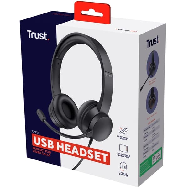 Ayda PC-headset USB Svart