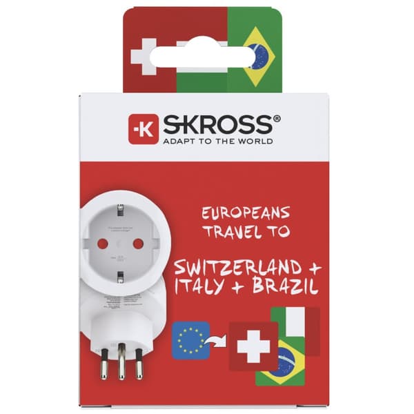 Reiseadapter Europa til Sveits/Italia/Brasil Jordet