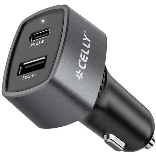 Biloplader 1xUSB-C PD 1xUSB-A 65W