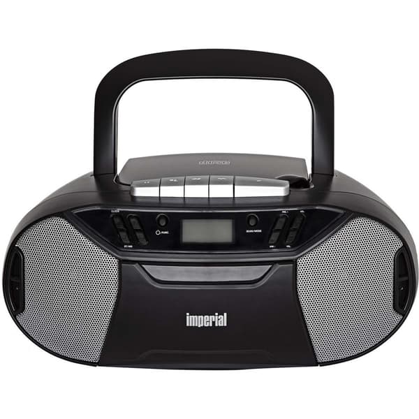 PBB 1 Kompakti kannettava boombox CD-soittimella, kasettisoittimella ja FM-radiolla