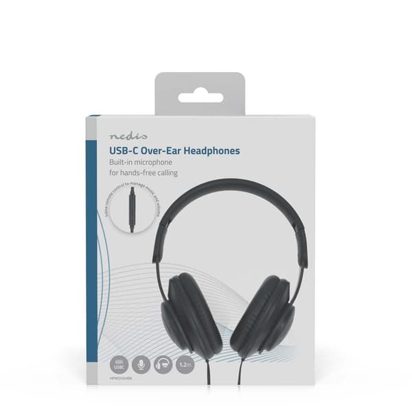Over-Ear kablede hodetelefoner | USB-C™ | Kabellengde: 1,20 m | Volumkontroll | Svart