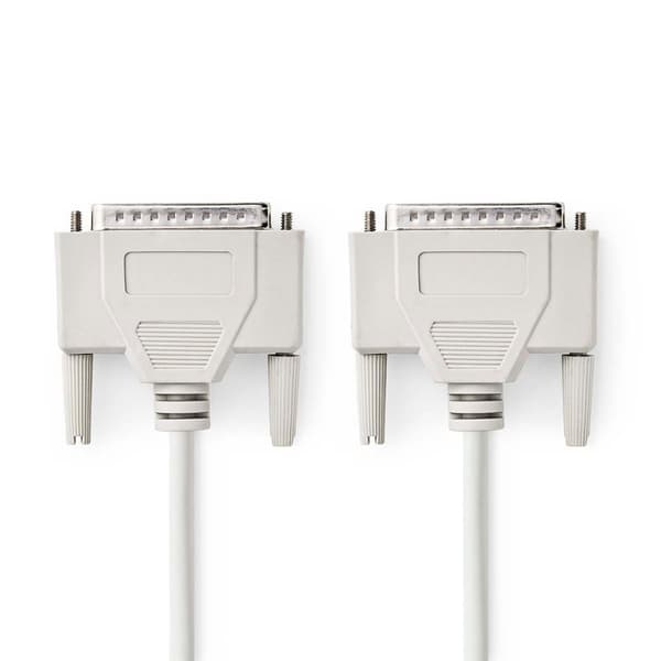 Seriel kabel | D-SUB 25-pin han | D-SUB 25-pin han | Forniklet | 2,00 m | runde | PVC | Elfenben | Mærke