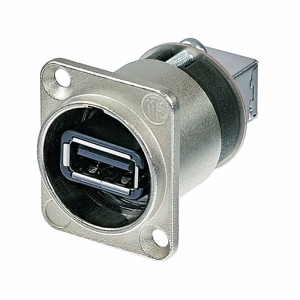 Vendbar USB 2.0 kønsskifter (type A og B), Nikkel D-hus Sort, Sølv