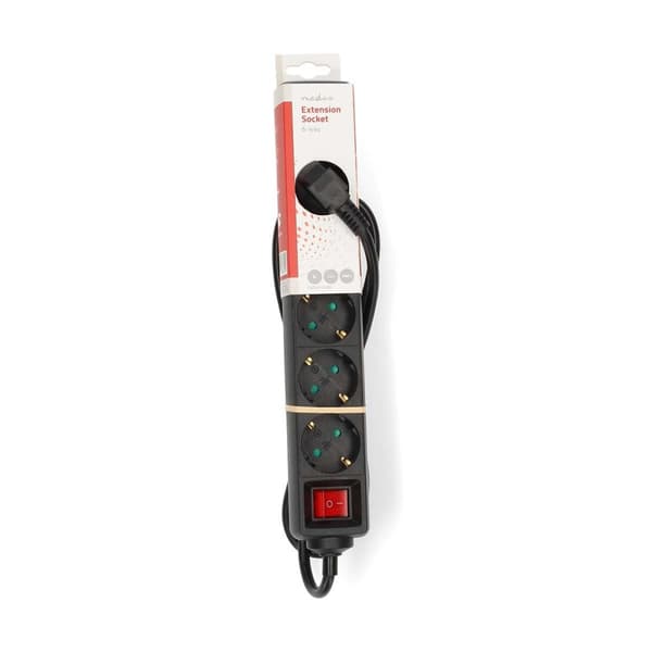 Forlængerstik | Type F (CEE 7/7) | 6-vejs | 1,50 m | 3680 W | 16 A | Type jordforbindelse: Sidekontakter | 230 V AC 50/60 Hz | Stikvinkel: 45° | H05VV
