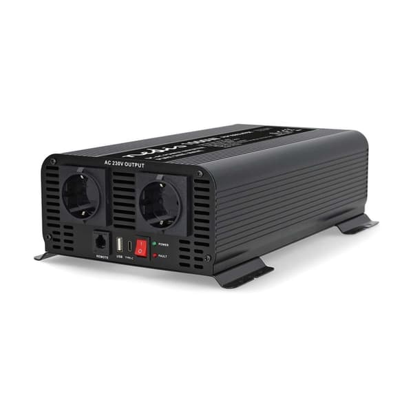 Tehoinvertteri puhdas siniaalto | Tulojännite: 24 V DC | Laitteen lähtöliitännät: tyyppi F (CEE 7/3) / USB-A / USB-C™ | 230 V AC 50 Hz | 1000 W | Huip