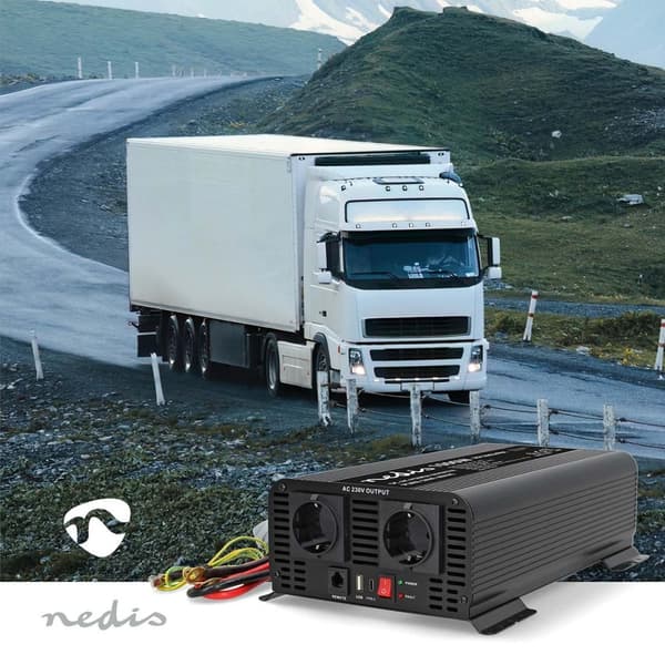 Tehoinvertteri puhdas siniaalto | Tulojännite: 24 V DC | Laitteen lähtöliitännät: tyyppi F (CEE 7/3) / USB-A / USB-C™ | 230 V AC 50 Hz | 1000 W | Huip
