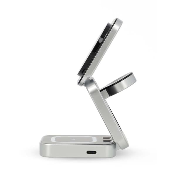 Trådløs lader | 3-i-1 | 2,5 / 5 / 15 W | LED-indikator i bruk | Inkludert kabel | USB-A / USB-C™ | 1,50 m