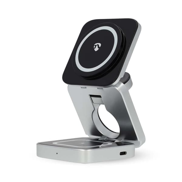 Trådløs lader | 3-i-1 | 2,5 / 5 / 15 W | LED-indikator i bruk | Inkludert kabel | USB-A / USB-C™ | 1,50 m