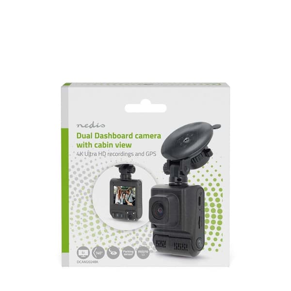 Dash Cam | 4K@30fps | 12 MPixel | 2 " | Wi-Fi | LCD | Dubbel kamera | Hyttkamera | GPS | Parkeringssensor | Rörelsedetektering | Nattvy | Svart