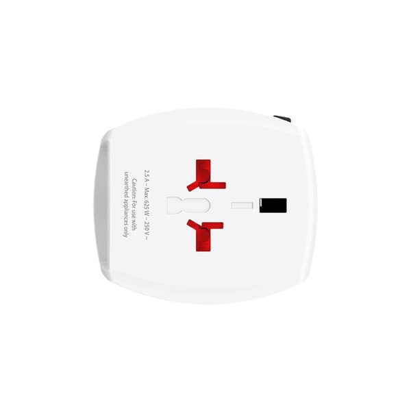 Matkasovitin Innovatiivinen 2-napainen integroidulla kaksois-USB-laturilla (1 x USB C & 1 x USB)