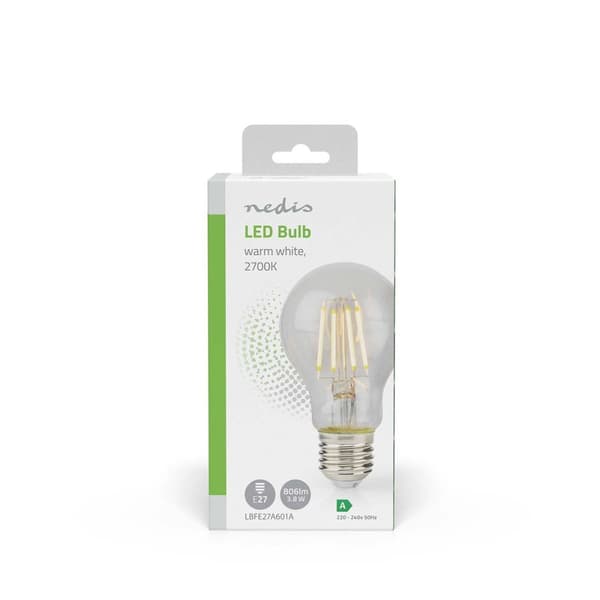 LED-glødelampe E27 | A60 | 3,8 W | 806 lm | 2700 K | Varm hvit | Retro stil | 1 stk