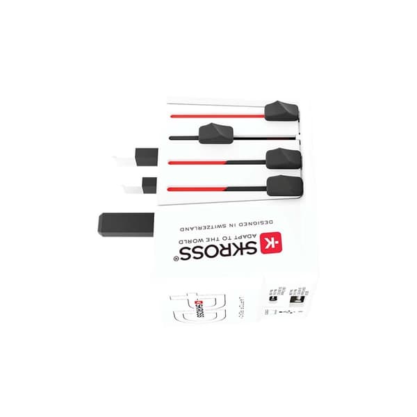 Reiseadapter 2-polet verdensreiseadapter med integrert dobbel USB-lader (1x USB C og 1 x USB) 45 Watt strømforsyning