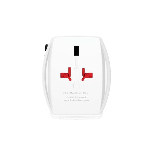 Reiseadapter 2-polet verdensreiseadapter med integrert dobbel USB-lader (1x USB C og 1 x USB) 45 Watt strømforsyning