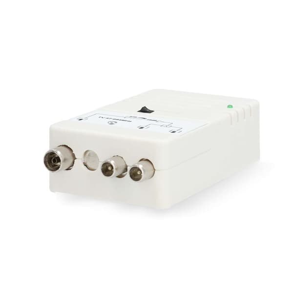 CATV forsterker | Forsterkning: 25 dB | 47 - 694 MHz | Antall utganger: 2 | Få kontroll | Hvit