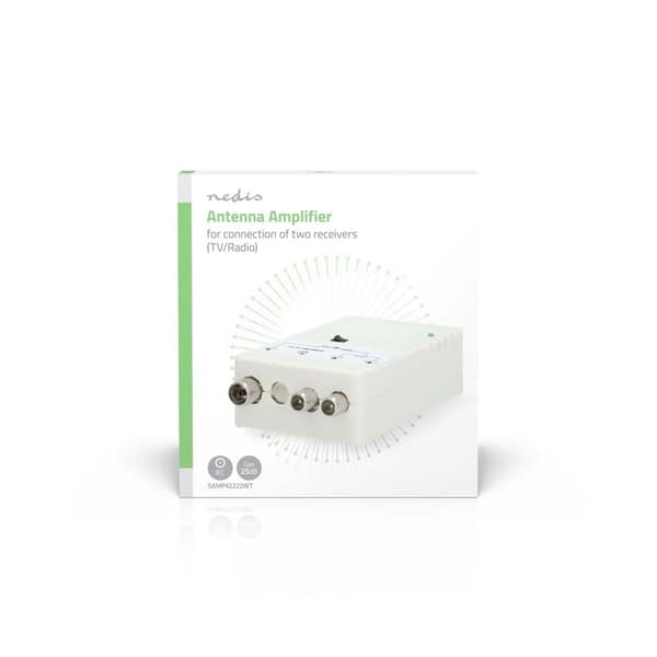CATV forsterker | Forsterkning: 25 dB | 47 - 694 MHz | Antall utganger: 2 | Få kontroll | Hvit