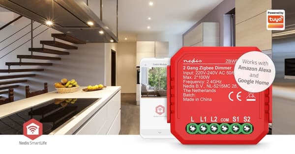 SmartLife Strömbrytare | Zigbee 3.0 | 2x100 W | Terminalanslutning | App tillgänglig för: Android™ / IOS