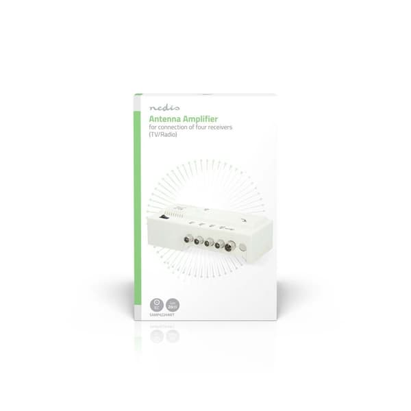 CATV forsterker | Forsterkning: 20 dB | 47 - 694 MHz | Antall utganger: 4 | Få kontroll | Hvit