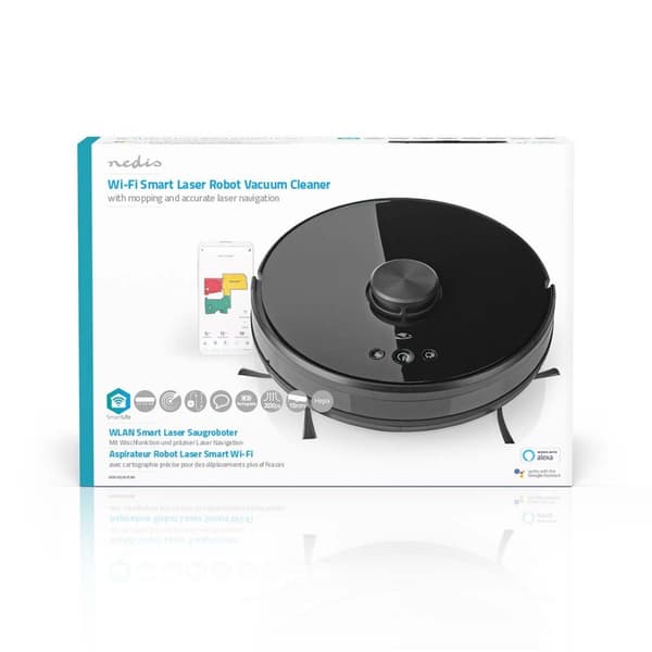 SmartLife Robotstøvsuger | Lasernavigasjon | Wi-Fi | Kapasitet samlereservoar: 0,6 l | Automatisk lading | Maksimal driftstid: 2 timer | Svart | Andro