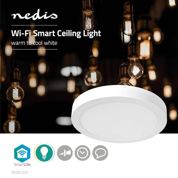 SmartLife Taklampe | Wi-Fi | Kjølig hvit / varm hvit | Runde | Diameter: 300 mm | 1200 lm | 2700 - 6500 K | IP20 | Energiklasse: G | Android™ / IOS