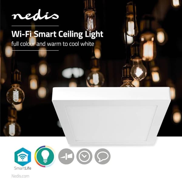 SmartLife Taklampa | Wi-Fi | Cool White / RGB / Warm White | Fyrkantig | 1400 lm | 2700 - 6500 K | IP20 | Energiklass: G | Android™/IOS
