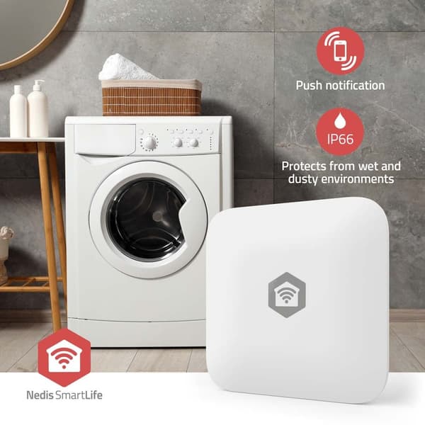 SmartLife vanndetektor | Zigbee 3.0 | Batteridrevet | Maks. batterilevetid: 12 måneder | Hvit
