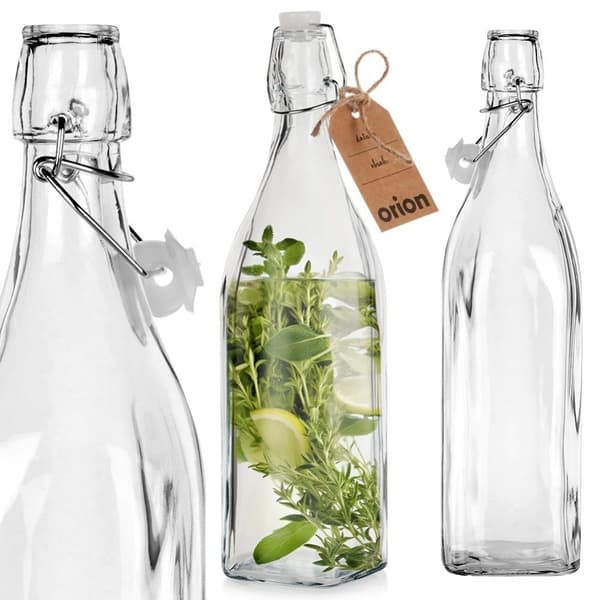 Flaske med klipsglass 1 l