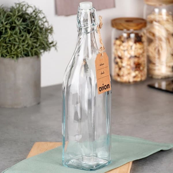 Flaske med klipsglass 1 l