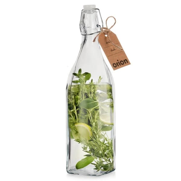 Flaske med klipsglass 1 l