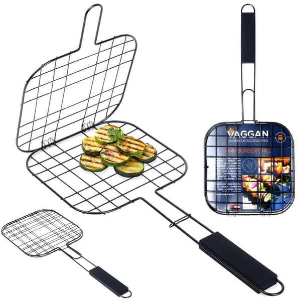 Burgergrillrist, metal, sort, non-stick, 49x21,1 cm