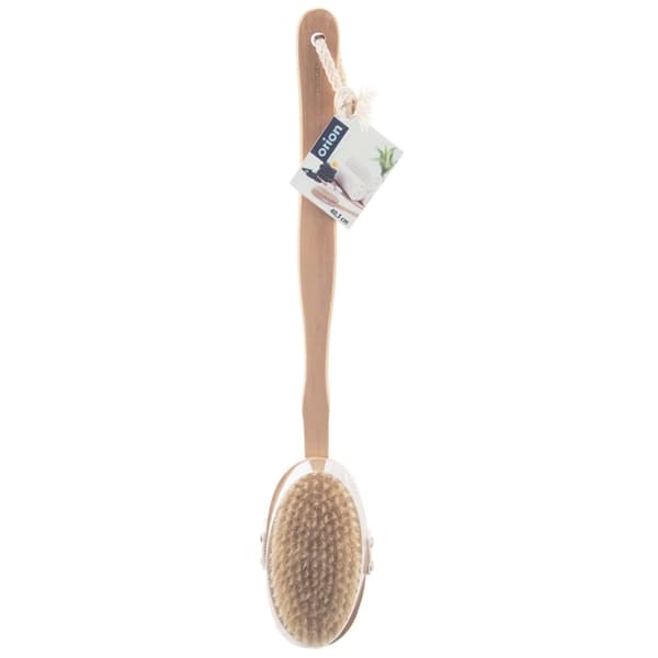 2-i-1 massasjebørste i tre for tørr- og badebruk 42 cm