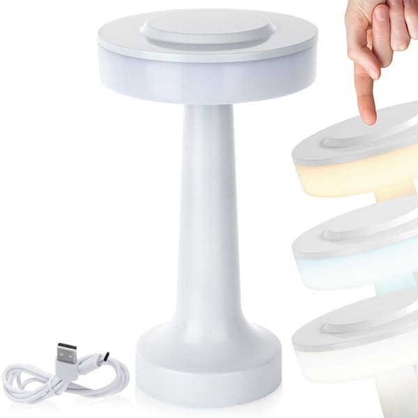 LED bordslampa vit trådlös 3 ljuslägen 21 cm