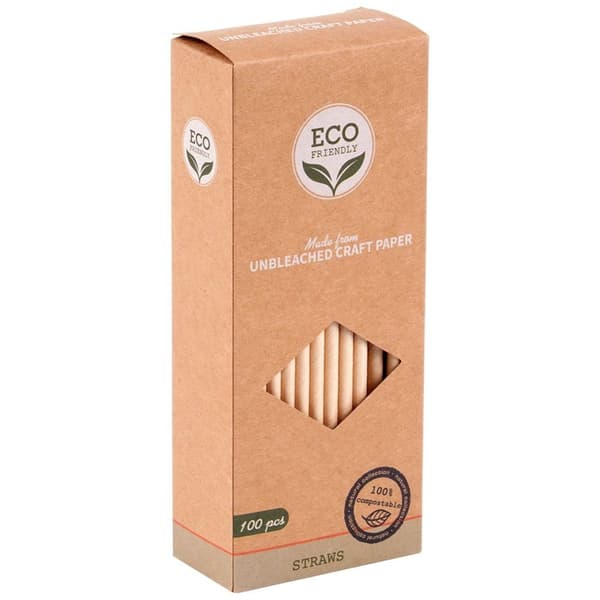 Engångssugrör av papper 19,5 cm 100 st.