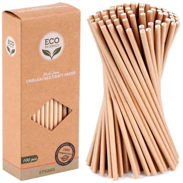 Engångssugrör av papper 19,5 cm 100 st.
