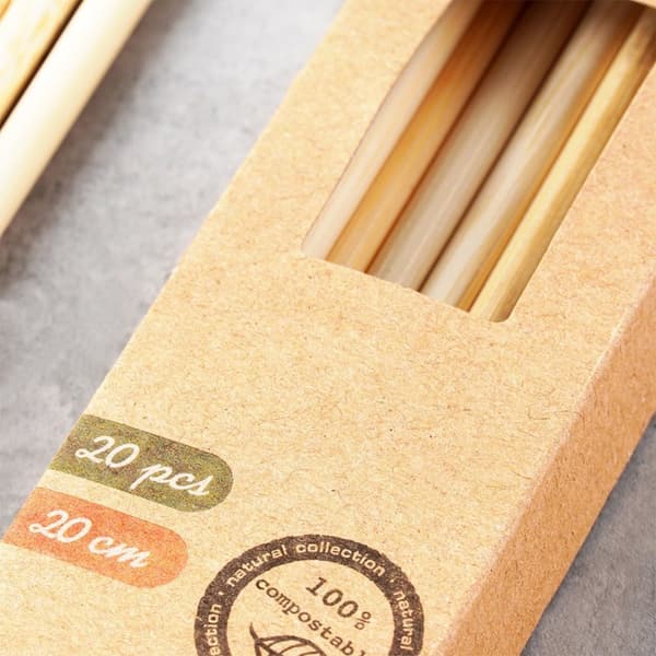 Uudelleen käytettävät bambu-juomapillit 20 cm 20 kpl.