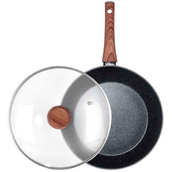 Granittstekepanne med glasslokk BLACK&WOOD 28 cm, 3,5 l