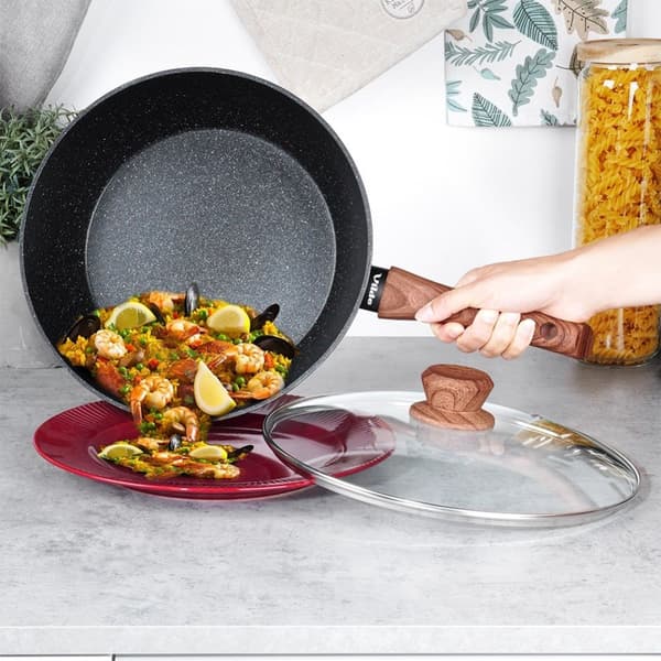 Granittstekepanne med glasslokk BLACK&WOOD 28 cm, 3,5 l