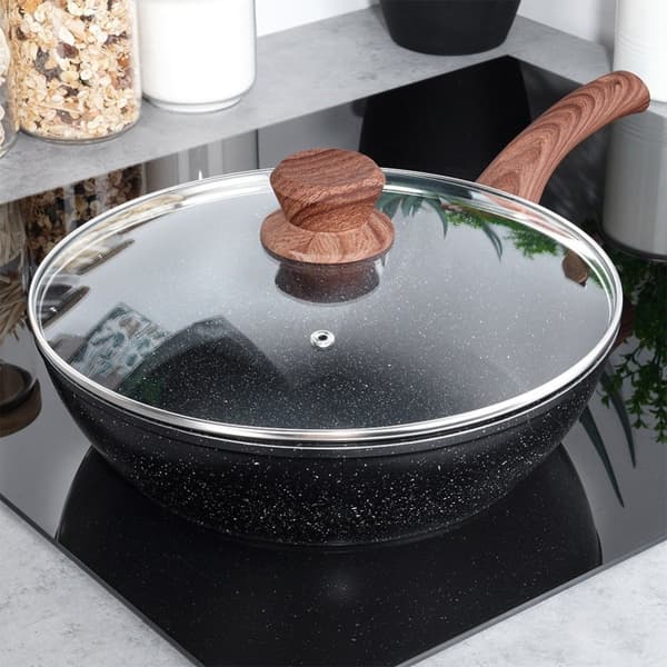 Granittstekepanne med glasslokk BLACK&WOOD 28 cm, 3,5 l