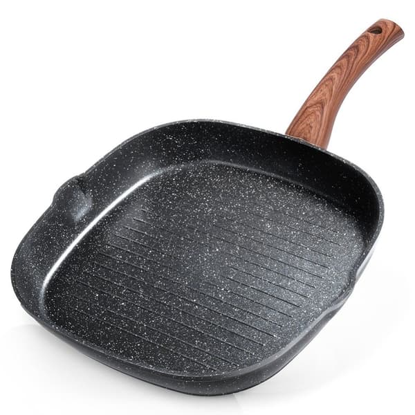 BLACK&WOOD neliömäinen graniittinen grillipannu 28x28 cm