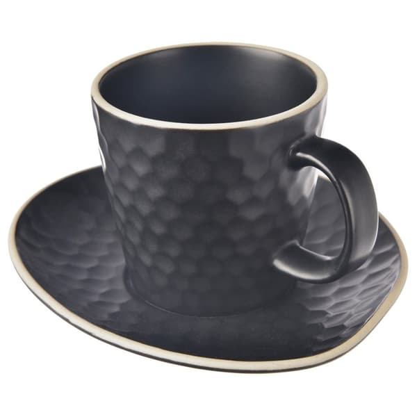 Keramisk kop med underkop sort TEA TIME 235 ml