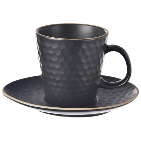 Keramisk kop med underkop sort TEA TIME 235 ml
