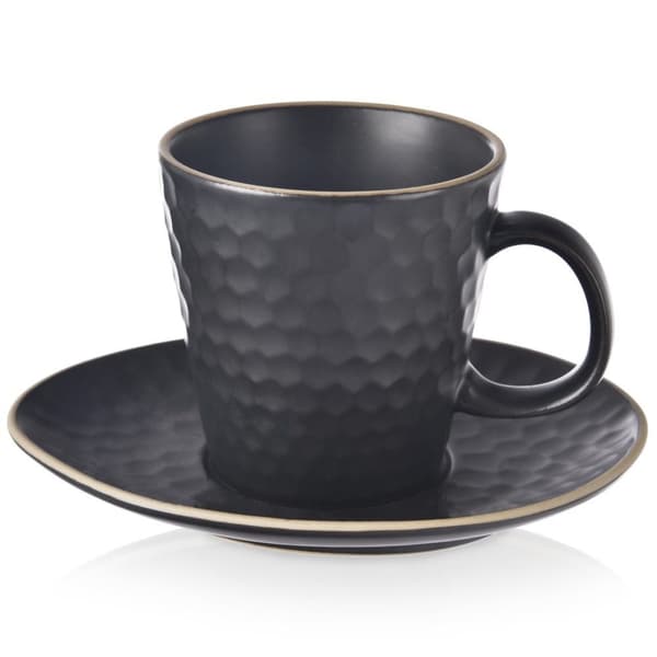 Keramisk kop med underkop sort TEA TIME 235 ml