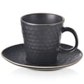 Miniatyrbillede 1 af 6: Keramisk kop med underkop sort TEA TIME 235 ml