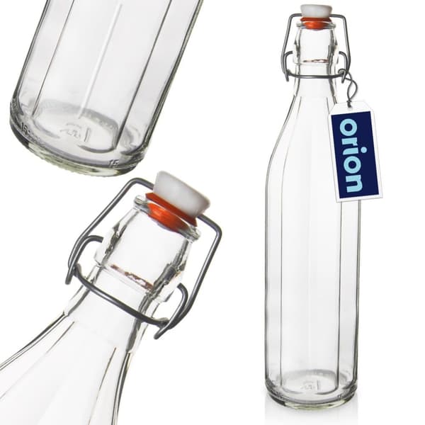 Flaske med klipsglass 1 l