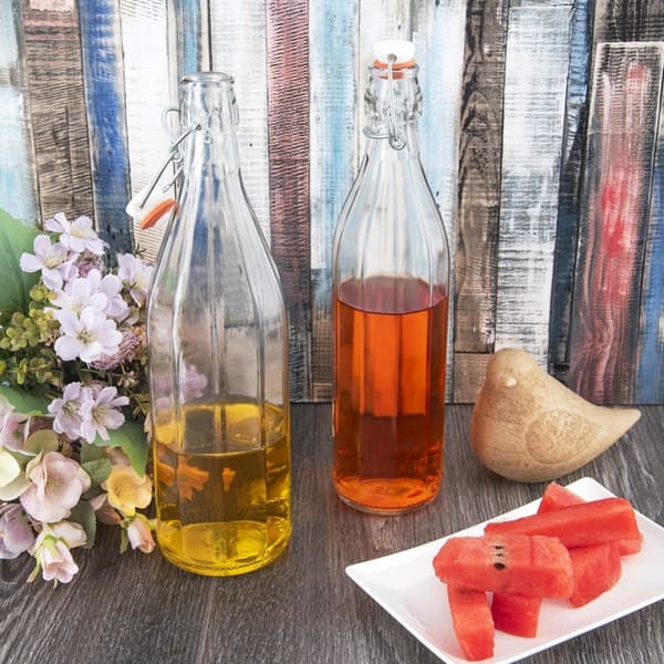 Flaske med klipsglass 750 ml