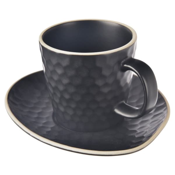 Kahvikuppi lautasella espressokeramiikka mustalle TEA TIME 95 ml