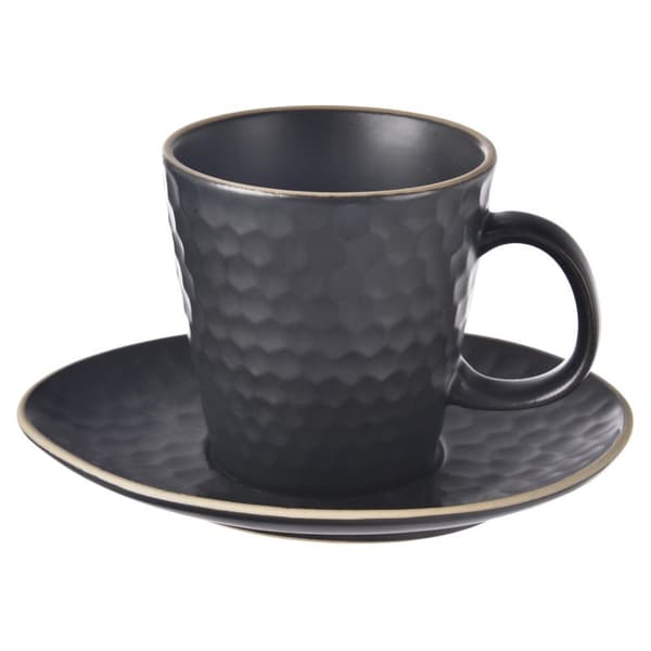 Kahvikuppi lautasella espressokeramiikka mustalle TEA TIME 95 ml