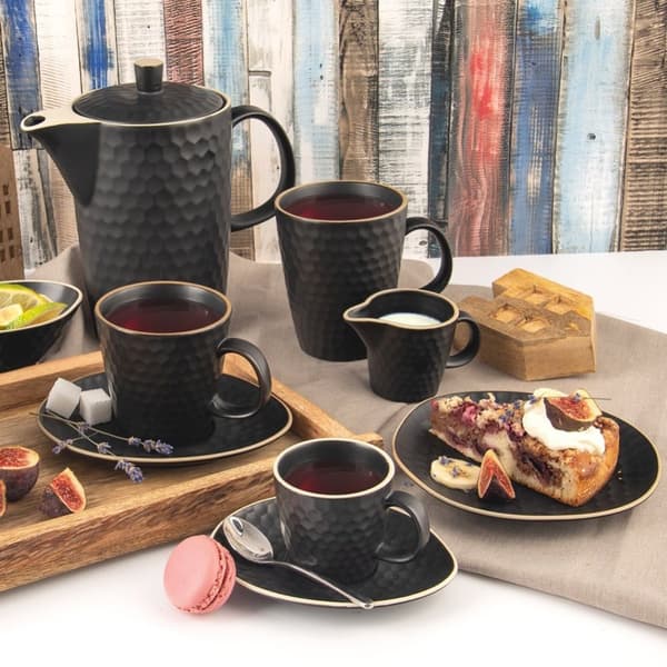Keramisk desserttallerken svart TEA TIME 16,5x15 cm